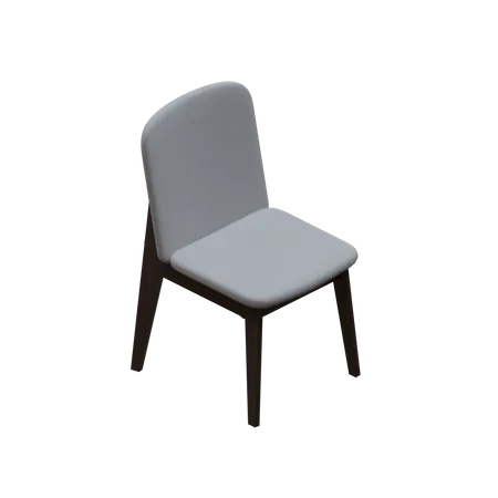 Fabric Seat Dining Chair With Wooden Leg 3 D Render Illustration 3D Icon