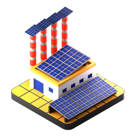 Fábrica de Painéis Solares  3D Icon