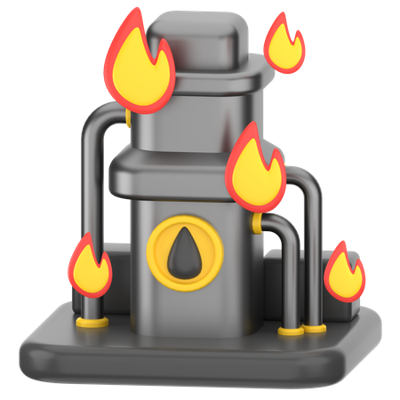 Fábrica de petróleo pega fogo  3D Icon