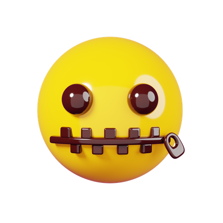 Face And Zipped Mouth Emoji 3D Illustration