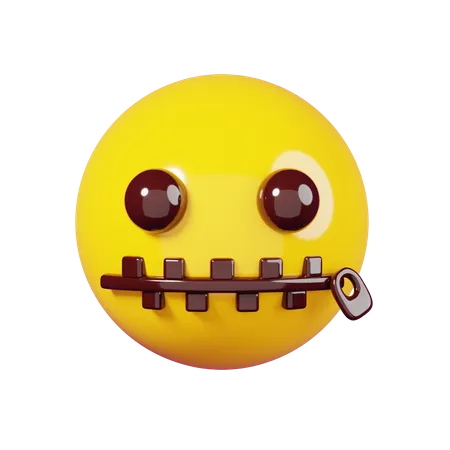 Face And Zipped Mouth Emoji 3D Illustration