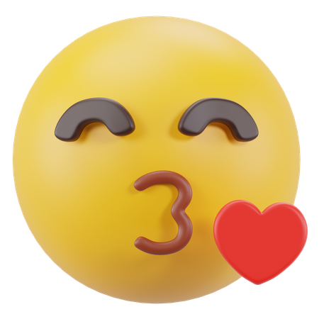 キスを投げかける顔  3D Icon