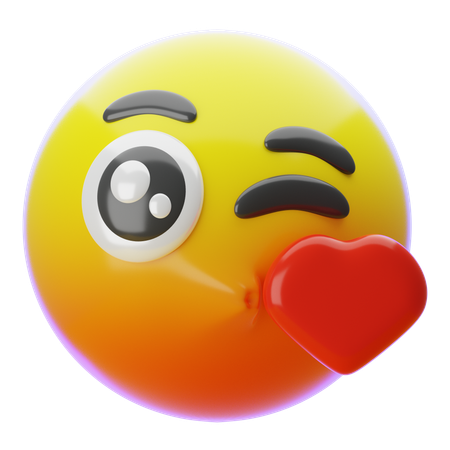 キスをする顔の絵文字  3D Icon