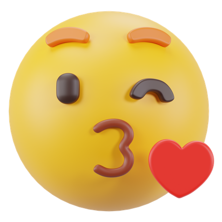 キスを投げる顔  3D Icon