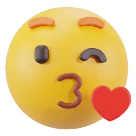 キスを投げる顔  3D Icon