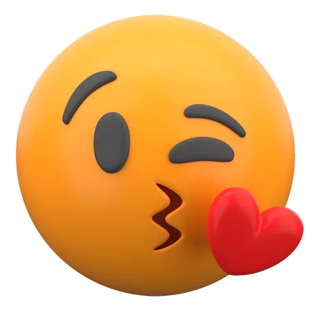 キスを投げる顔  3D Icon