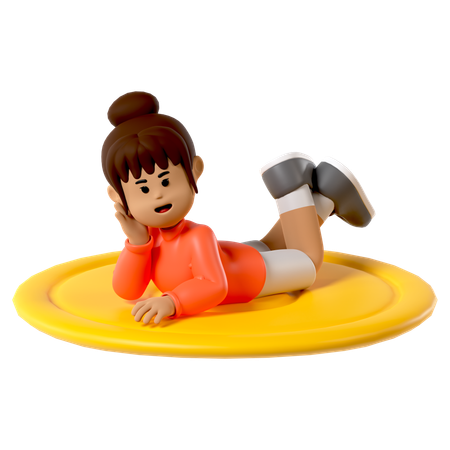 Face Down Relaxing Girl  3D Icon