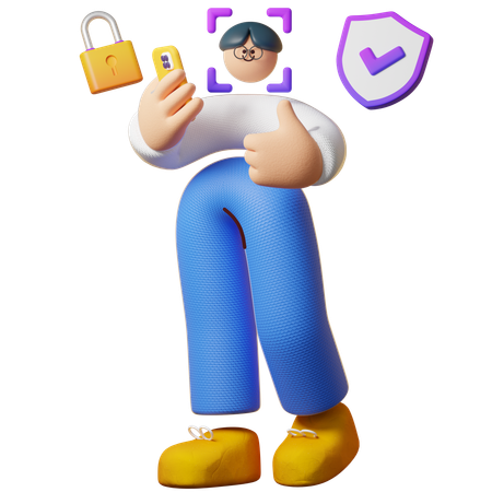 얼굴인식 잠금해제 보안  3D Illustration