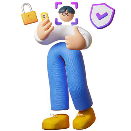 Face Unlock Security  3D Illustration