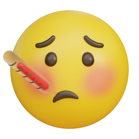 Face With A Thermometer Its Mouth Because It Has A Cold Emoji  3D Icon