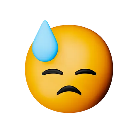 Face With Cold Sweat Emoji  3D Icon