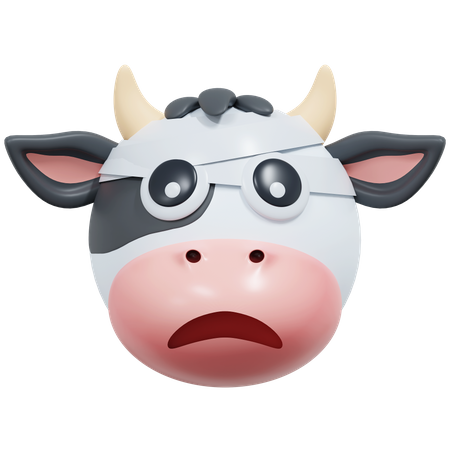 Face With Headbandage Cow  3D Icon
