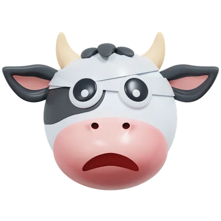 Face With Headbandage Cow Emoticon 3 D Icon Illustration 3D Icon