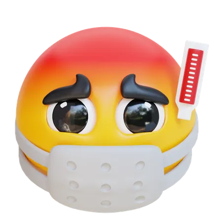 3 D Fever Sick Face Emoticon Icon Illustration 3D Icon