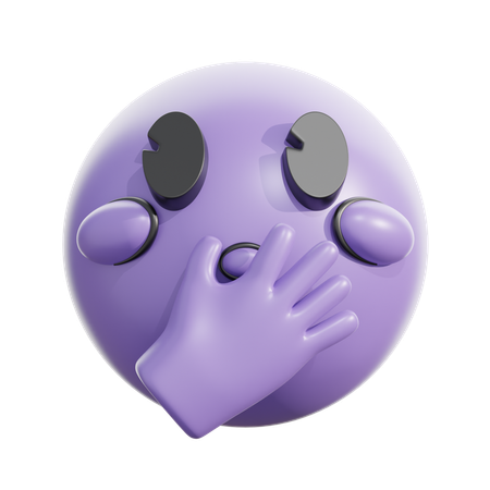 Face with open eyes and hand over mouth  3D Icon