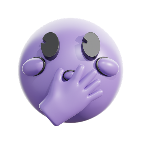 Face with open eyes and hand over mouth  3D Icon