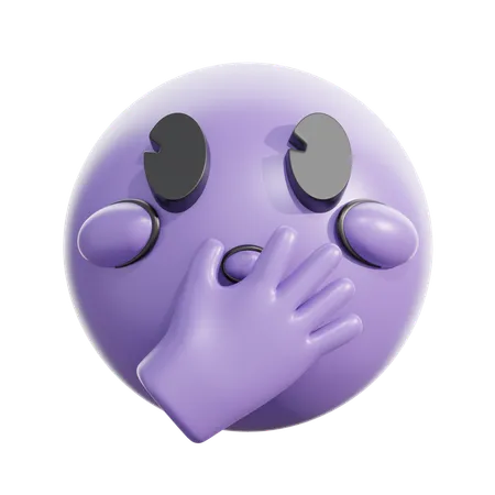 Face with open eyes and hand over mouth  3D Icon