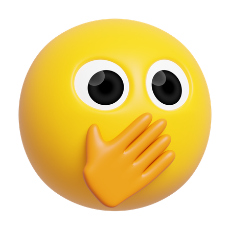 Face with Open Eyes and Hand Over Mouth Emoji  3D Icon