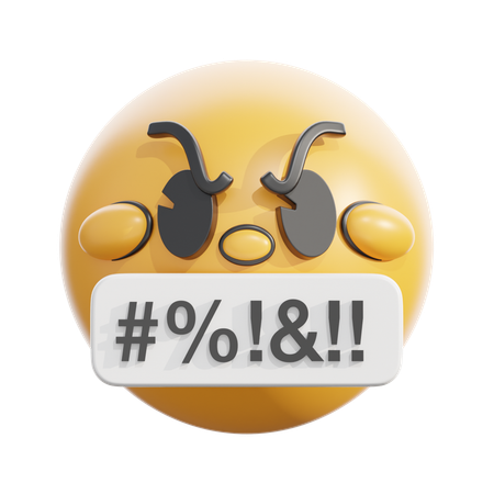 Face with symbols on mouth  3D Icon