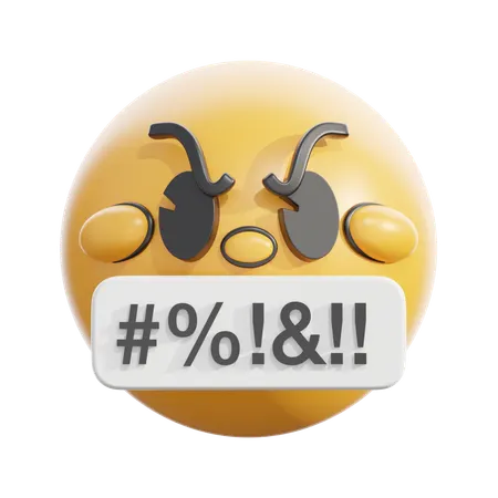 Face with symbols on mouth  3D Icon
