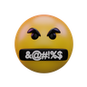 3d face with symbols on mouth emoji illustration