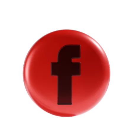 Facebook Icon With Red Background 3D Icon