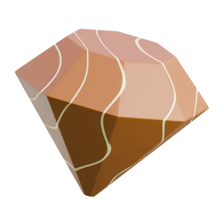 Faceted Brown Diamond  3D Icon