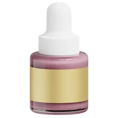 3 D Pink Facial Serum With Dropper And Gold Label 3D Icon