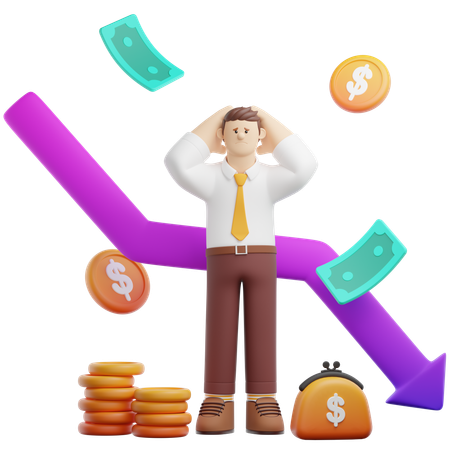 Facing Bankruptcy Loss  3D Icon