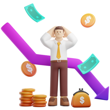 Facing Bankruptcy Loss  3D Icon