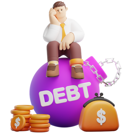 Facing Debt Issues  3D Icon