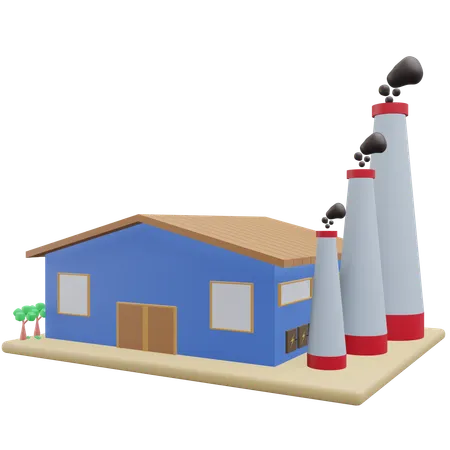 Manufactory 3 D Building Illustration With Transparent 3D Icon