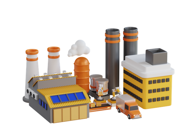 Factory Building  3D Icon