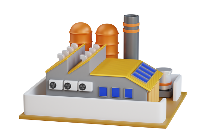 Factory Building  3D Illustration