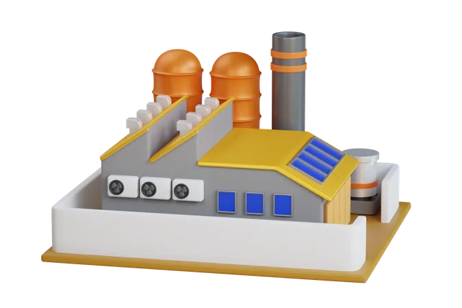 Factory Building  3D Illustration