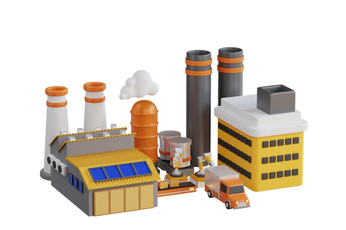 Factory Building  3D Illustration