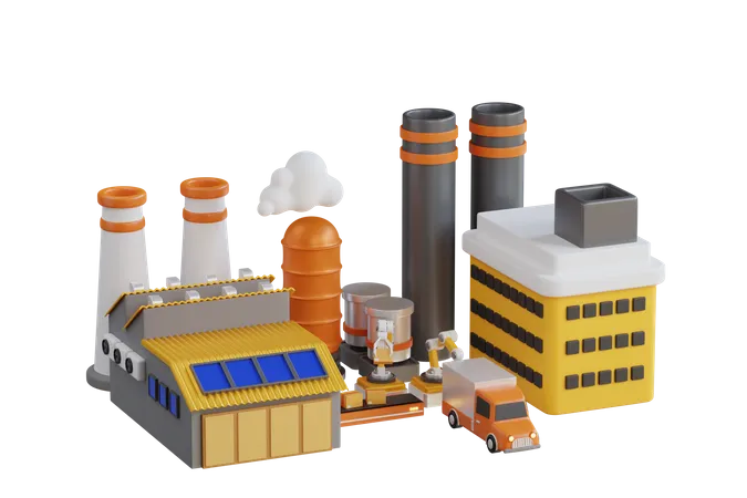 Factory Building  3D Illustration