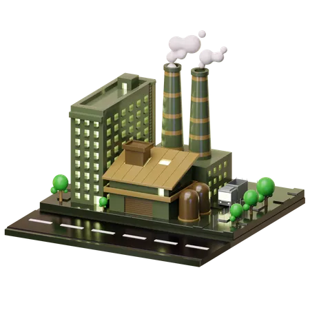 Factory Building  3D Illustration