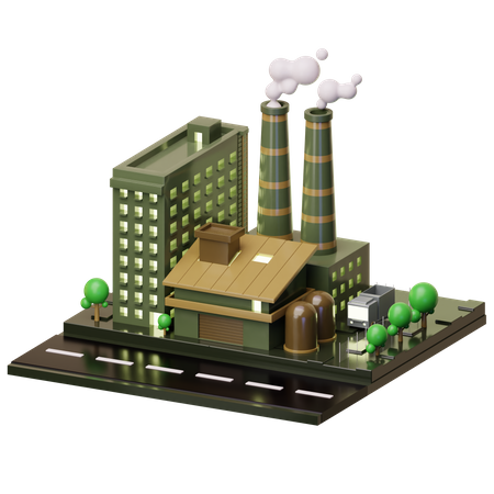 Factory Building  3D Illustration