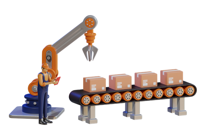 Factory production conveyor belt  3D Icon