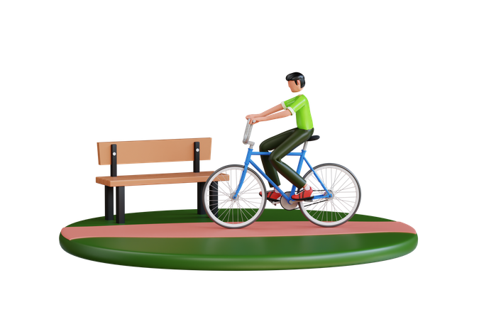 Fahrradfahren im Park  3D Illustration