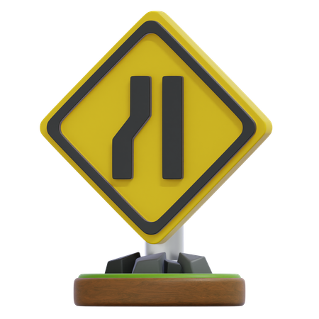 Schild „Fahrspur links einfädeln“  3D Icon