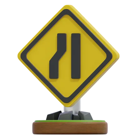 Schild „Fahrspur links einfädeln“  3D Icon