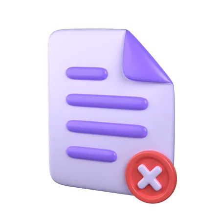3 D Failed Document Icon 3D Icon