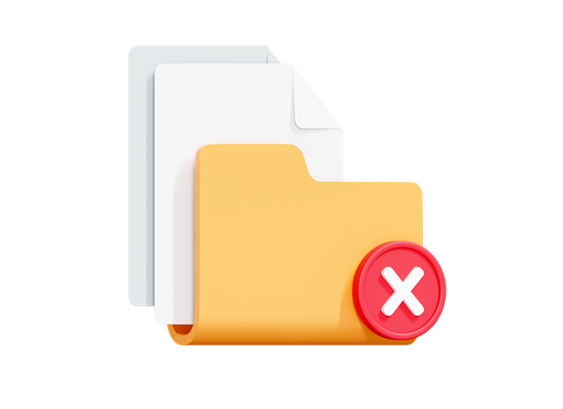Failed Folder With Documents  3D Icon