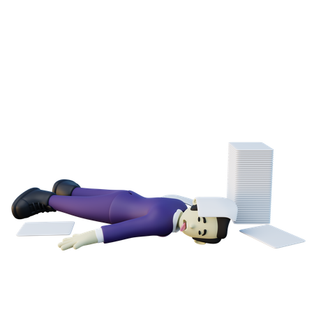 Fainted Office Employee  3D Illustration