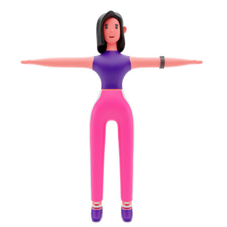 Femme exerçant  3D Illustration