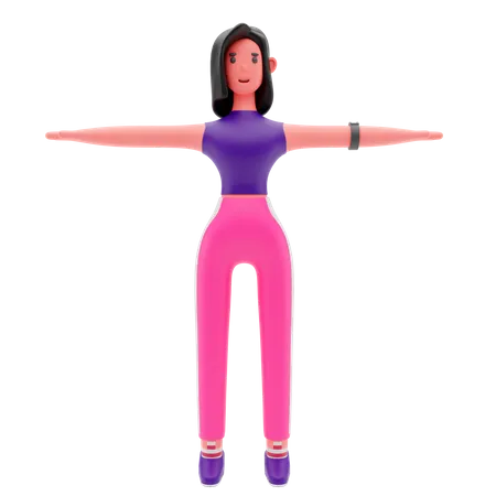 Femme exerçant  3D Illustration