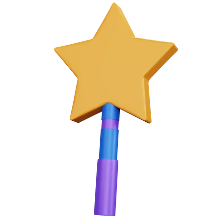 3 D Rendering Yellow Star Magic Wand Isolated 3D Icon