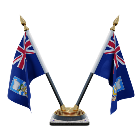 Falkland Islands Double Desk Flag Stand  3D Flag